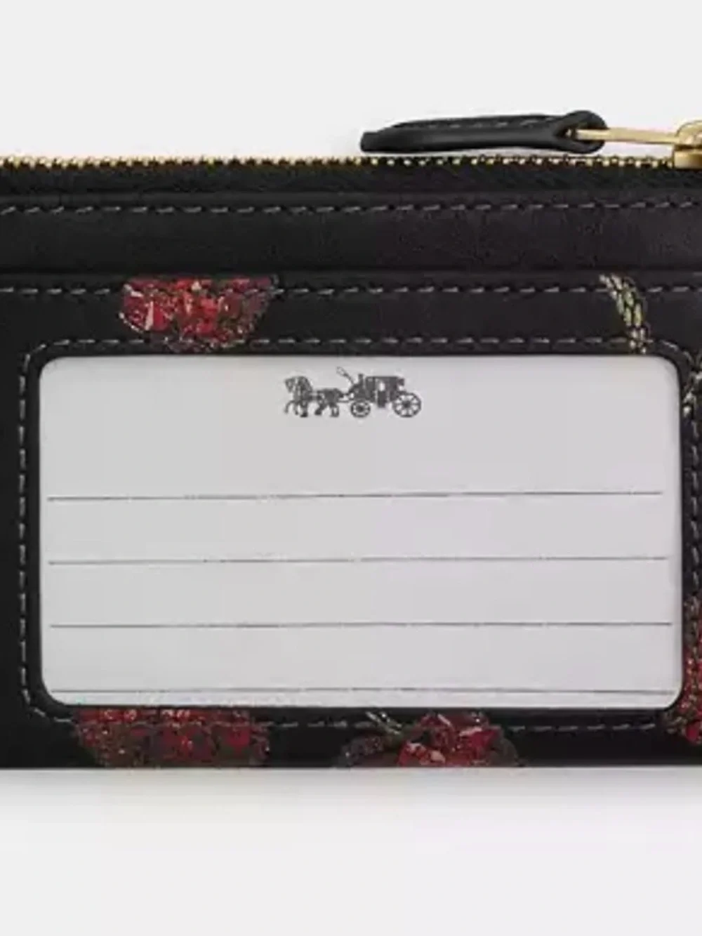 Coach Mini Skinny Id Case With Cherry Print black NEW